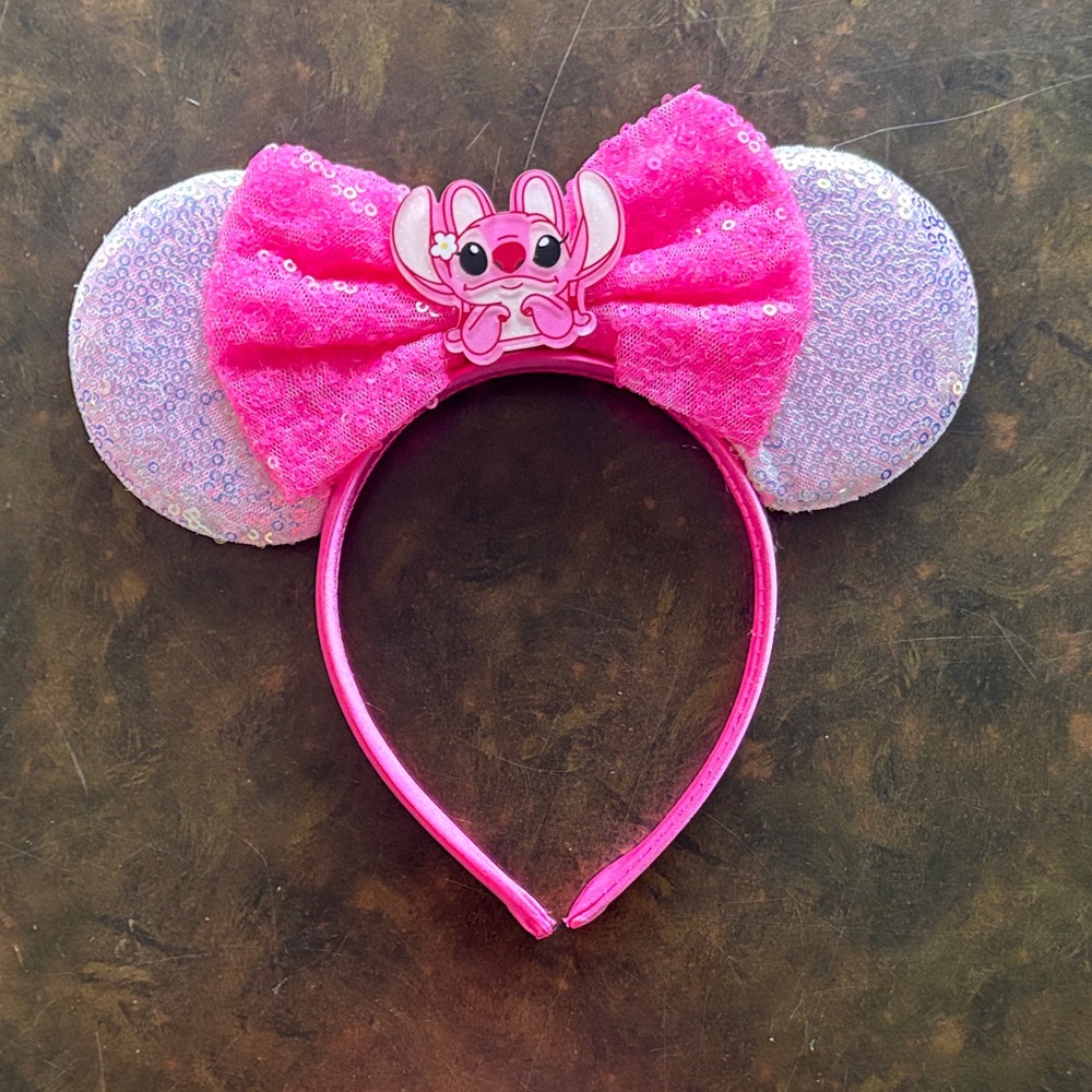ANGEL From “Lilo and Stitch” Themed Pink Sequin Mouse Ears Headband